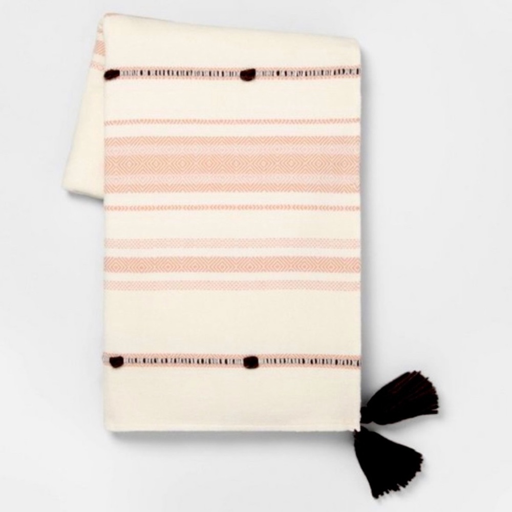 Throw Pink Coral Cream Stripes Hearth & Hand